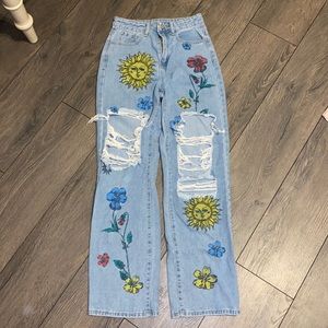 Hippie painted jeans